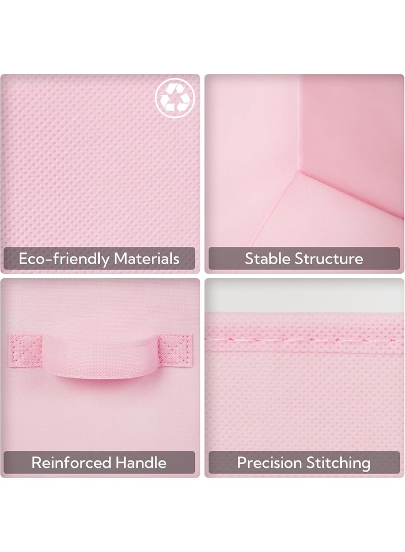 Pack of 6 Fabric Storage Cubes ， Foldable Square Boxes for Shelves, Organizer With Handles for Organizing Clothes, Pink - Image 5